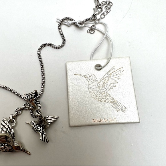 NWT 925 STERLING SILVER HUMMINGBIRDS PENDANT NECKLACE JEWELRY - Picture 3 of 9